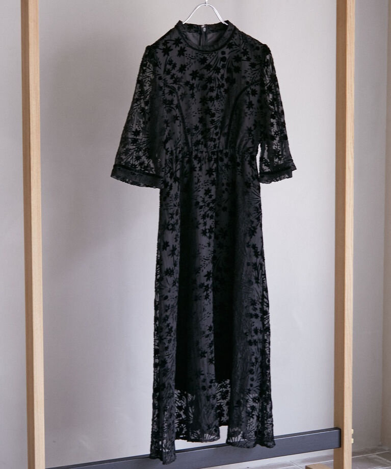 VIS「【VISDRESS】フロッキーワンピース【低身長向けサイズ有】」|ドレス|