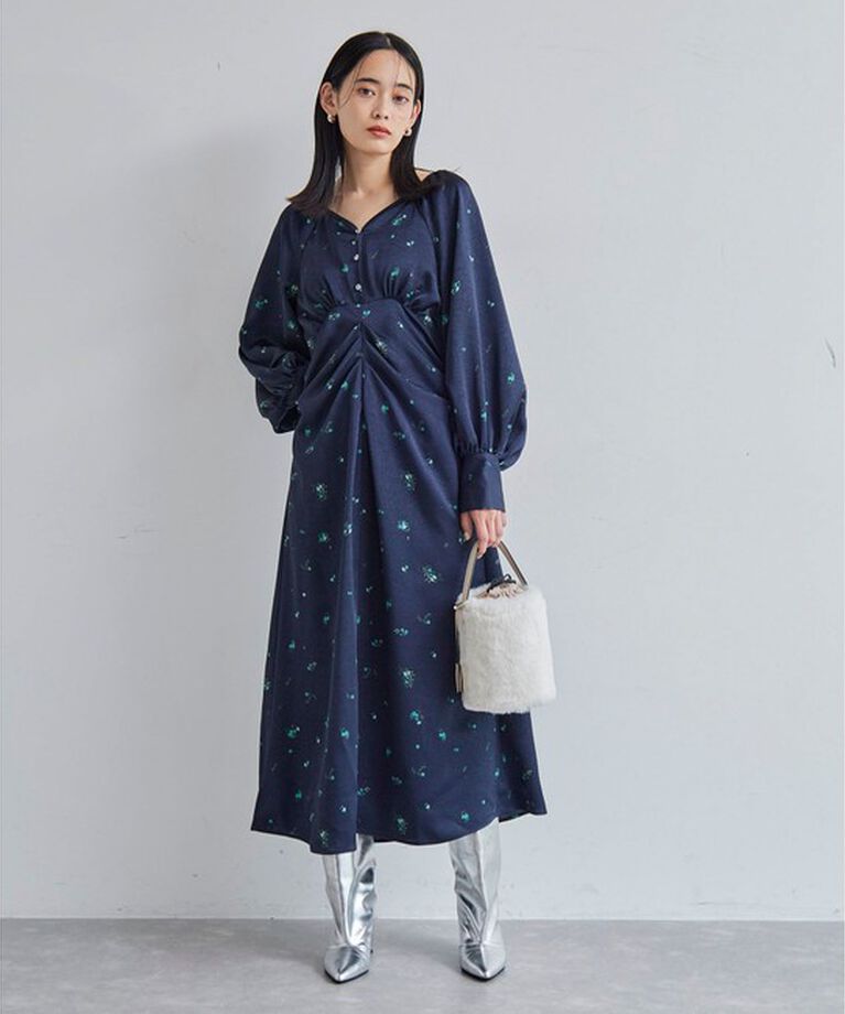 VIS「オリジナル花柄クリンクル加工ワンピース」|ワンピース|