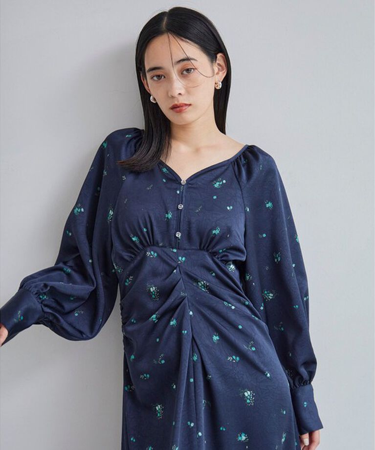 VIS「オリジナル花柄クリンクル加工ワンピース」|ワンピース|