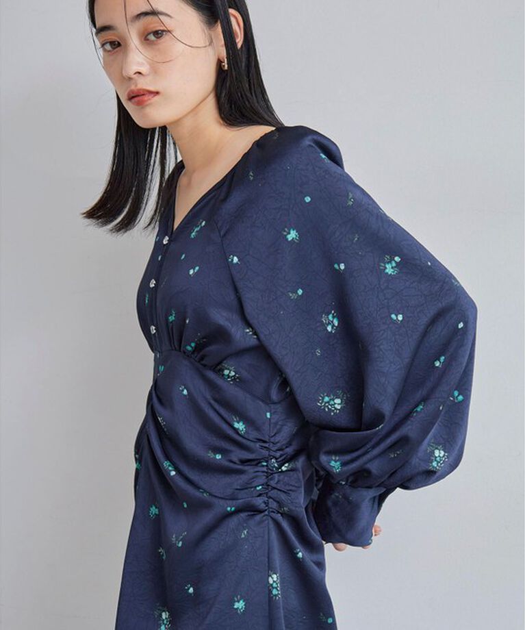 VIS「オリジナル花柄クリンクル加工ワンピース」|ワンピース|