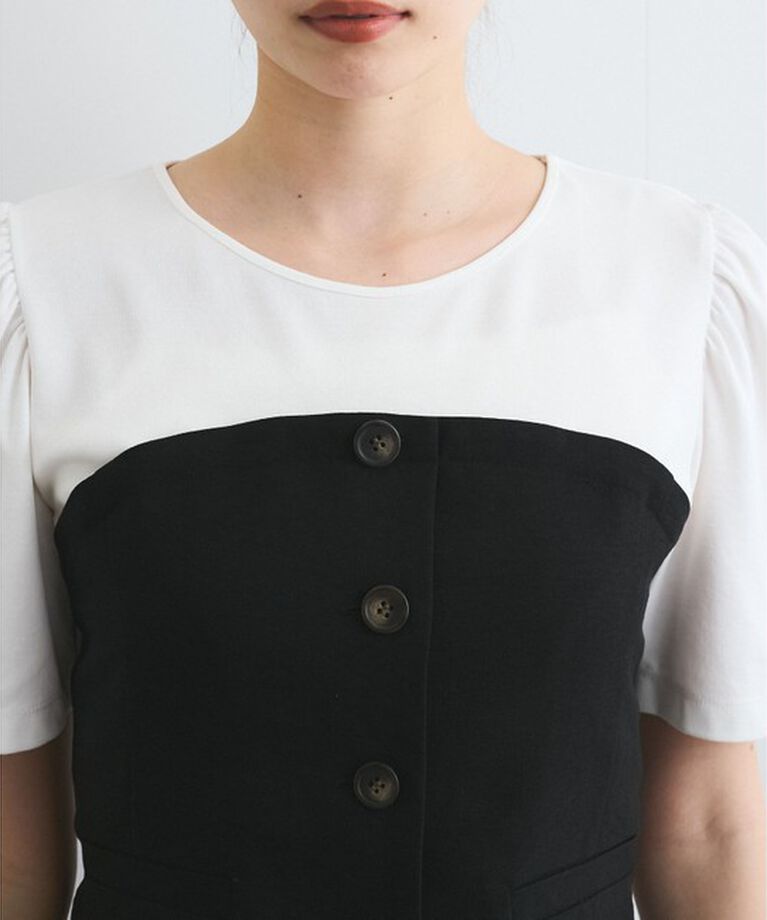 VIS「【新色追加】【美easy】釦ビスチェTシャツドッキングプルオーバー【接触冷感/洗える】」|Tシャツ・カットソー|