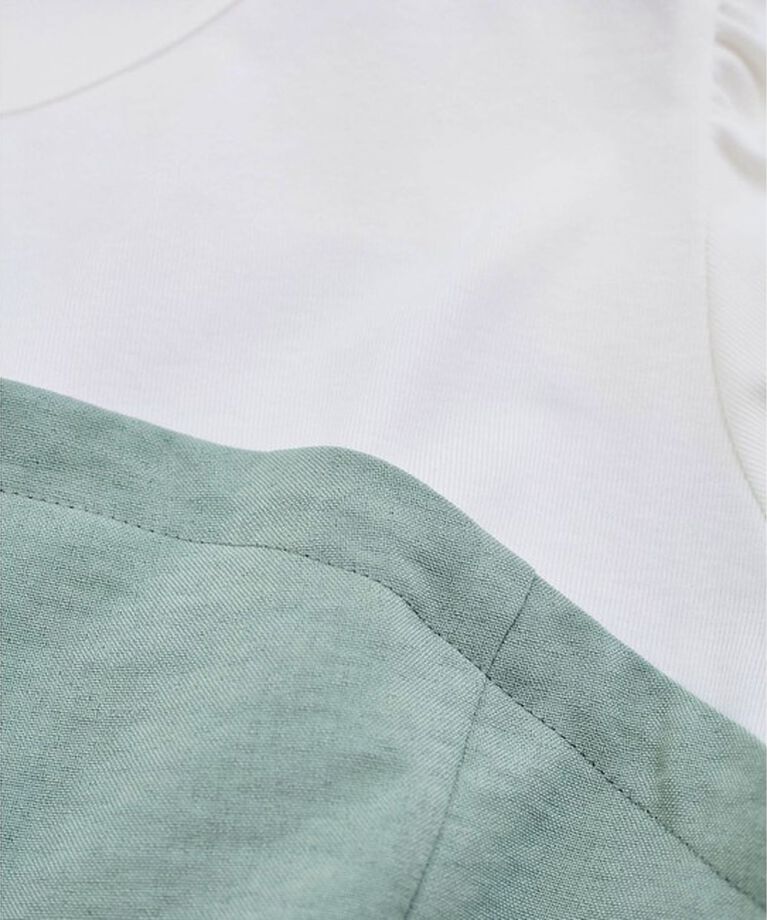 VIS「【新色追加】【美easy】釦ビスチェTシャツドッキングプルオーバー【接触冷感/洗える】」|Tシャツ・カットソー|