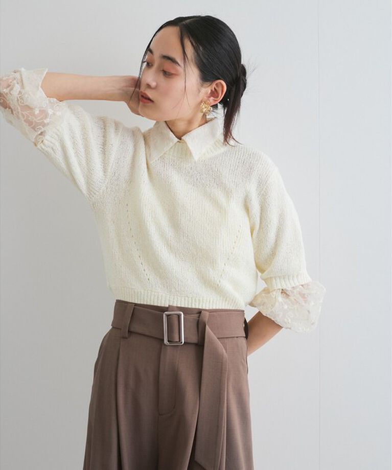 VIS「【洗える】アイレットブークレコンパクトニット」|Tシャツ・カットソー|