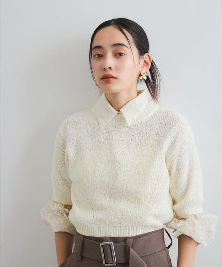 VIS「【洗える】アイレットブークレコンパクトニット」|Tシャツ・カットソー|