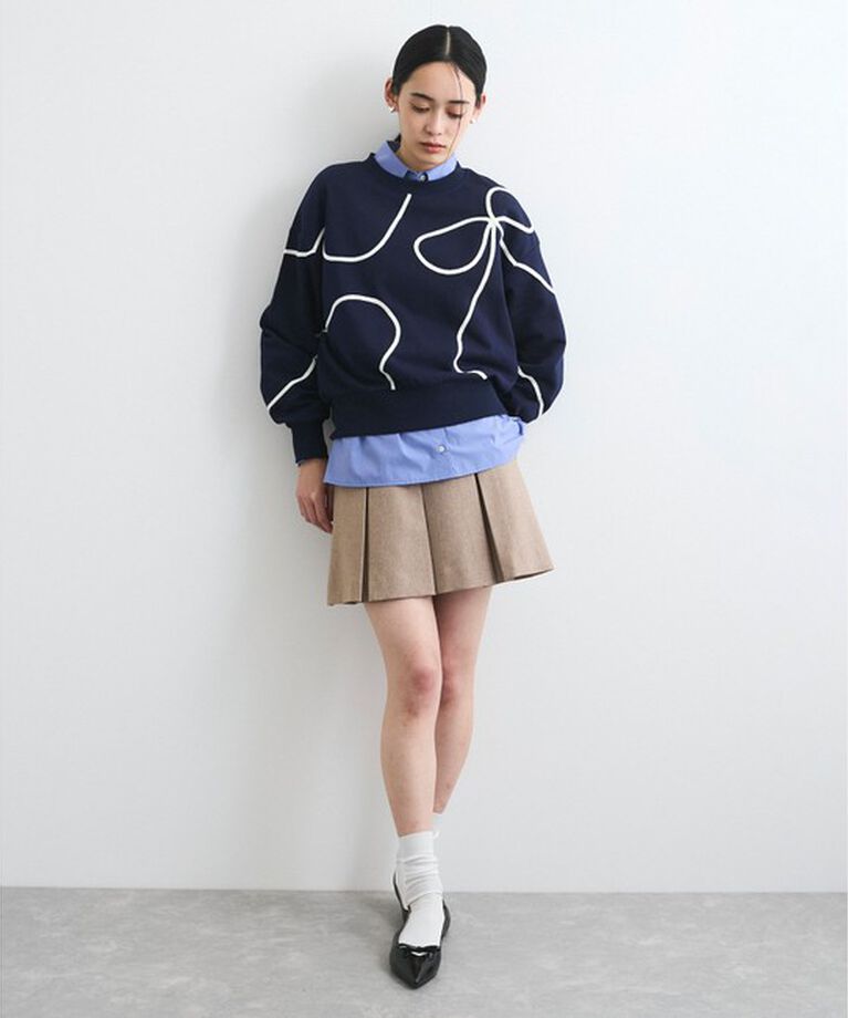 VIS「【洗える】ハート＆リボンコード刺繍スウェット」|スウェット・ジャージ|