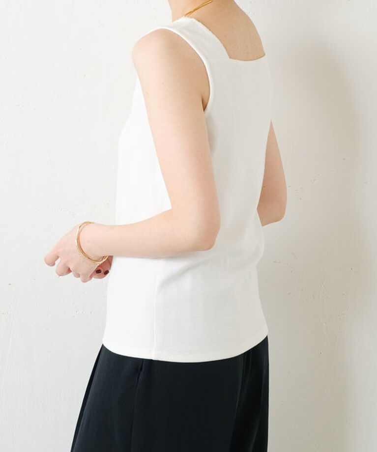  「 シアー切り替えスクエアタンクトップ」|Tシャツ・カットソー|