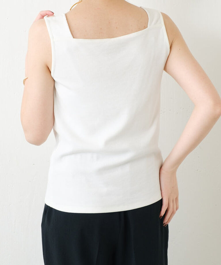 「 シアー切り替えスクエアタンクトップ」|Tシャツ・カットソー|