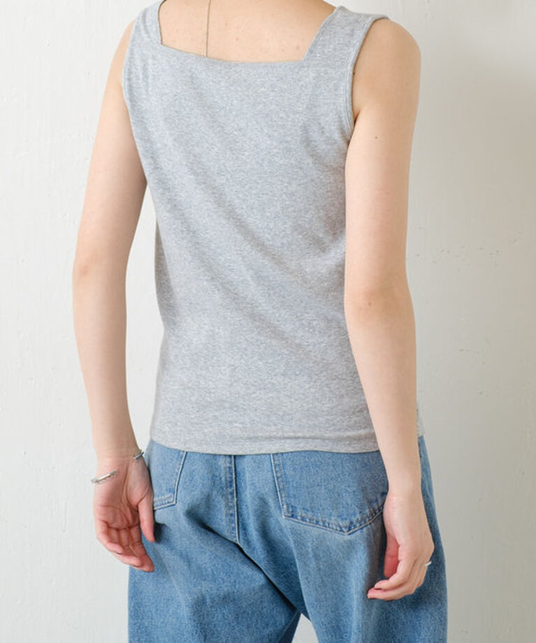  「 シアー切り替えスクエアタンクトップ」|Tシャツ・カットソー|