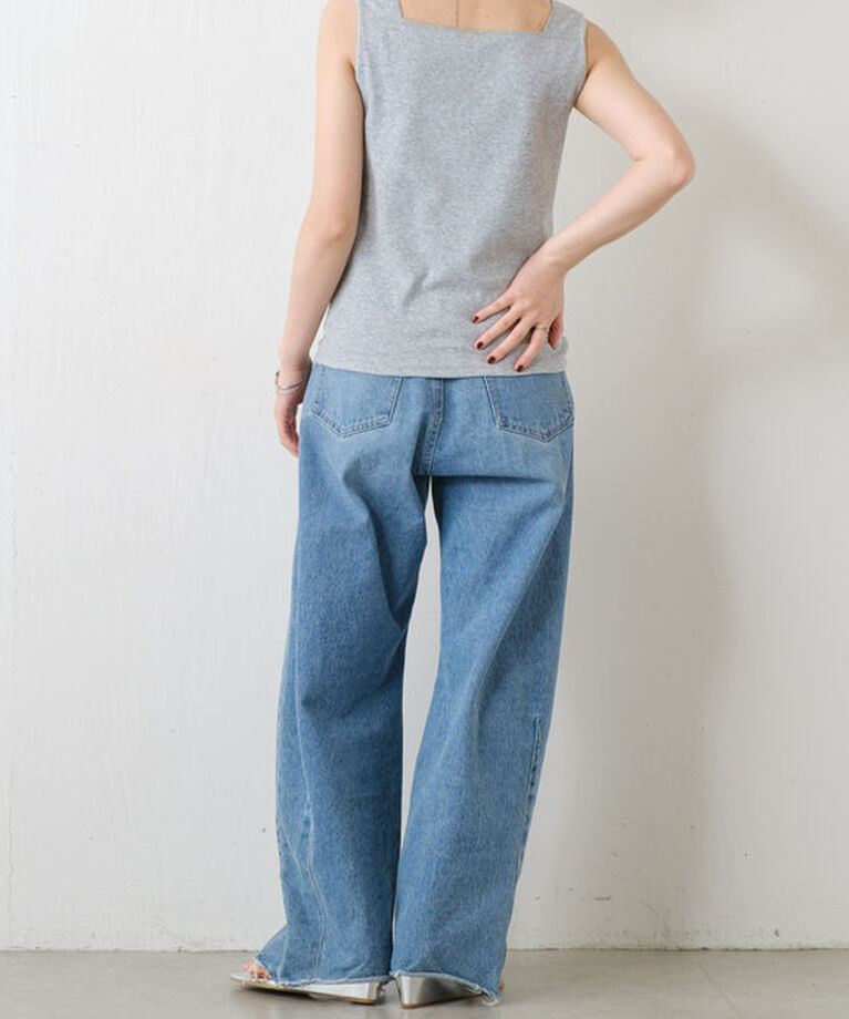  「 シアー切り替えスクエアタンクトップ」|Tシャツ・カットソー|