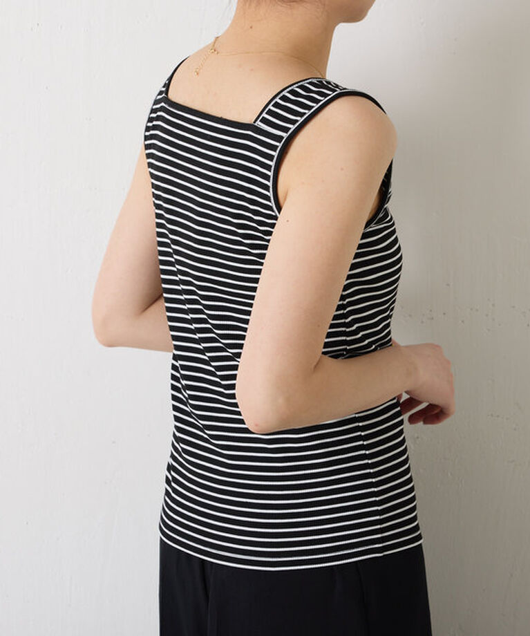  「 シアー切り替えスクエアタンクトップ」|Tシャツ・カットソー|