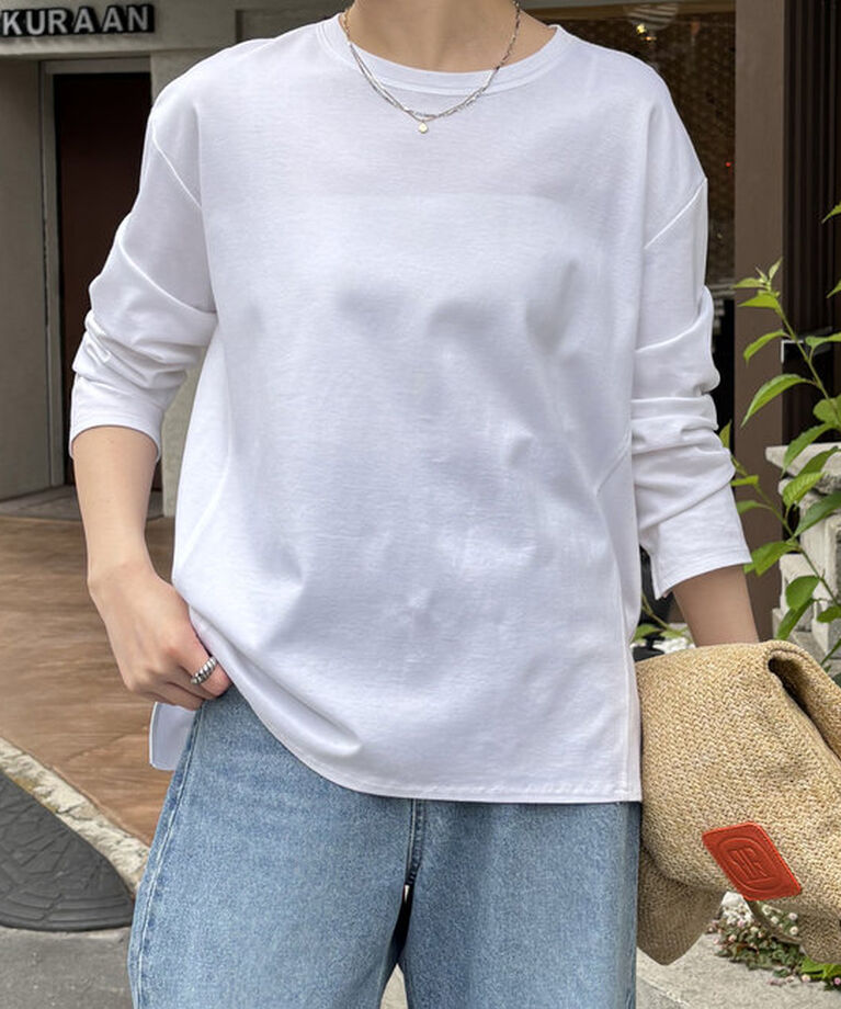  「【SNSで話題！万能ロンT】ポンチ切替ロンT」|Tシャツ・カットソー|