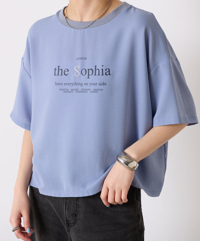  「刺繍ロゴジョーゼットTシャツ」|Tシャツ・カットソー|サックスブルー