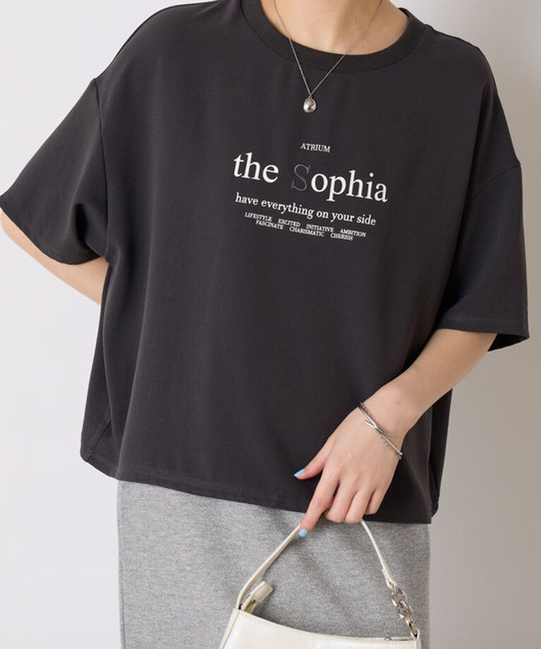  「刺繍ロゴジョーゼットTシャツ」|Tシャツ・カットソー|チャコールグレー