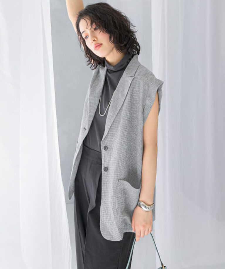 URBAN RESEARCH ROSSO「ROSSO リネンミドルジレ」|ベスト・ジレ|off×black