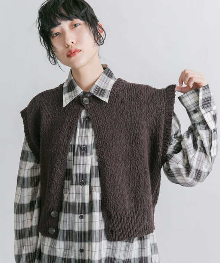  「KBF ブークレニットベスト」|ニット・セーター|BROWN
