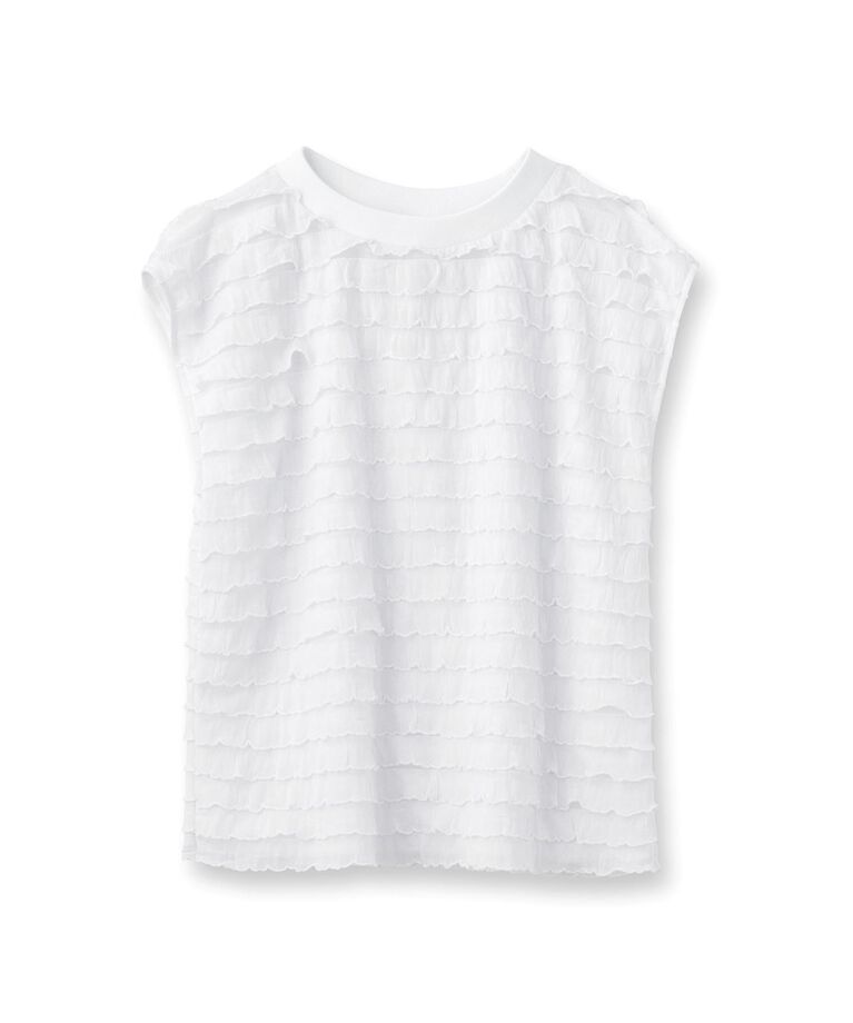 DRESSTERIOR「PROVOKE（プロヴォーク）【別注】フリルフレンチスリーブトップス」|Tシャツ・カットソー|ホワイト(001)