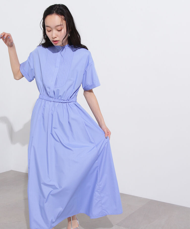  「バンドカラーシャツワンピース」|ワンピース|