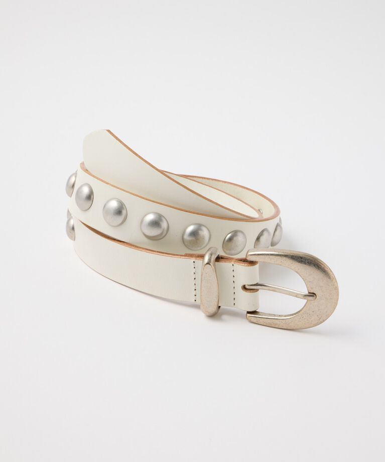 MOUSSY「STUDS LEATHER ベルト」|ベルト|WHT