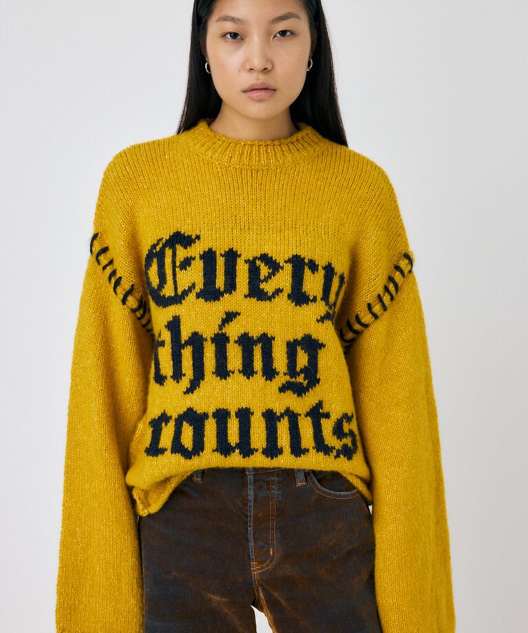 MOUSSY「KNITTED WORDS セーター」|ニット・セーター|YEL