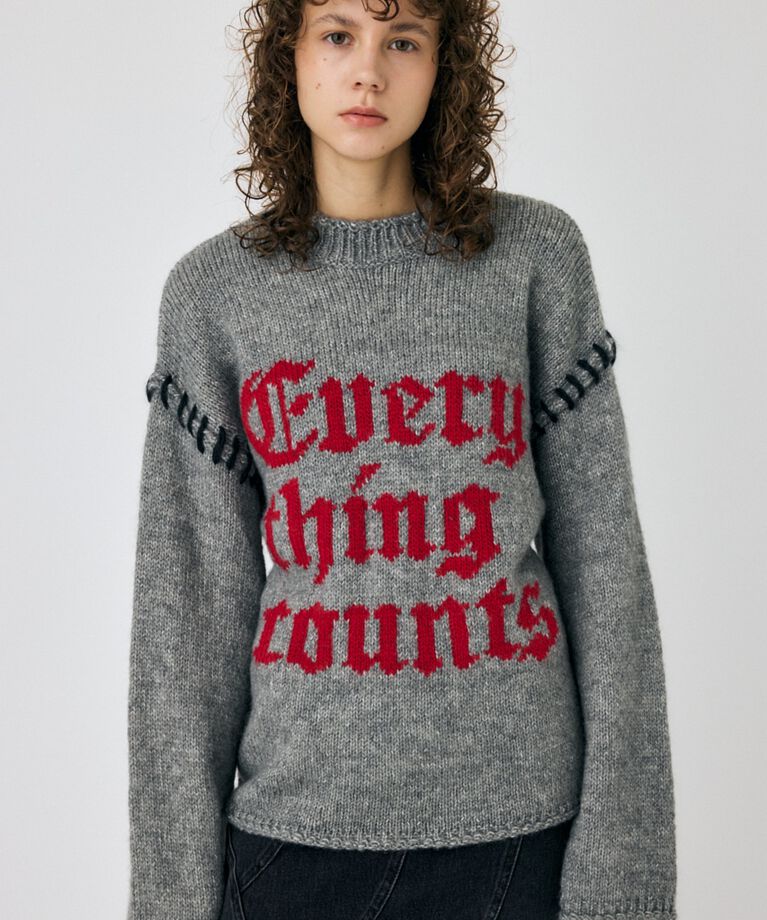MOUSSY「KNITTED WORDS セーター」|ニット・セーター|T.GRY