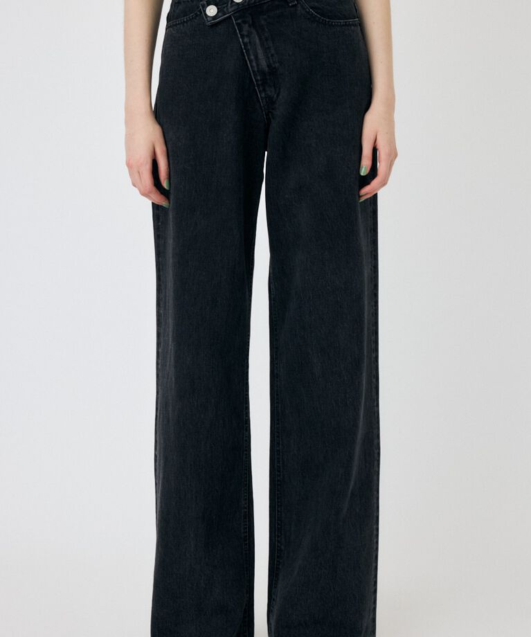 MOUSSY「CROSS WAIST WIDE STRAIGHT」|デニム|