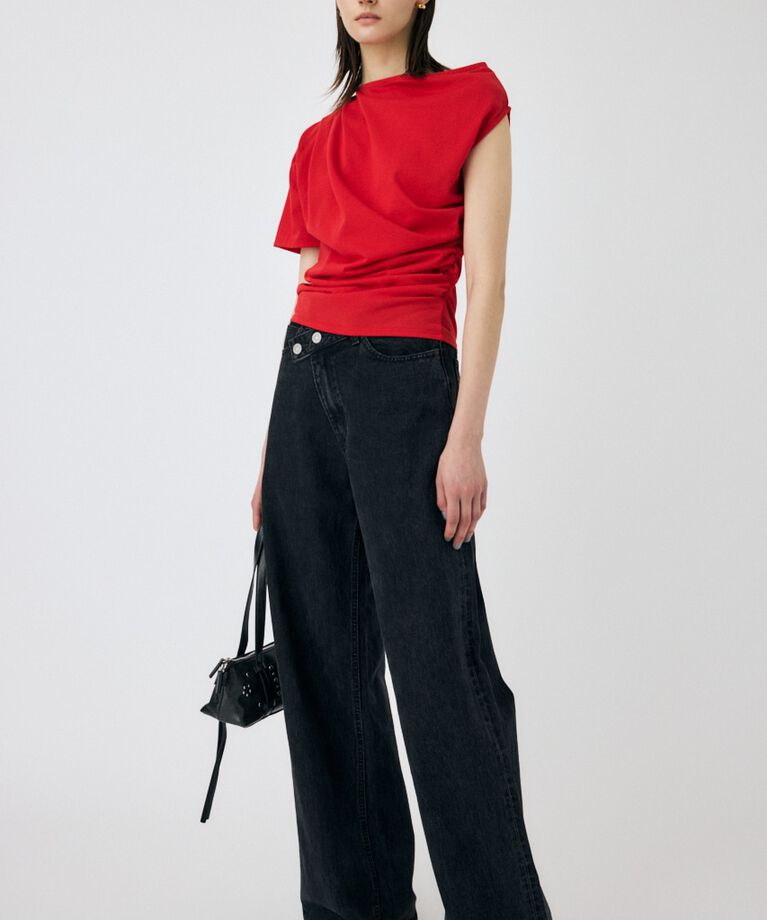 MOUSSY「CROSS WAIST WIDE STRAIGHT」|デニム|