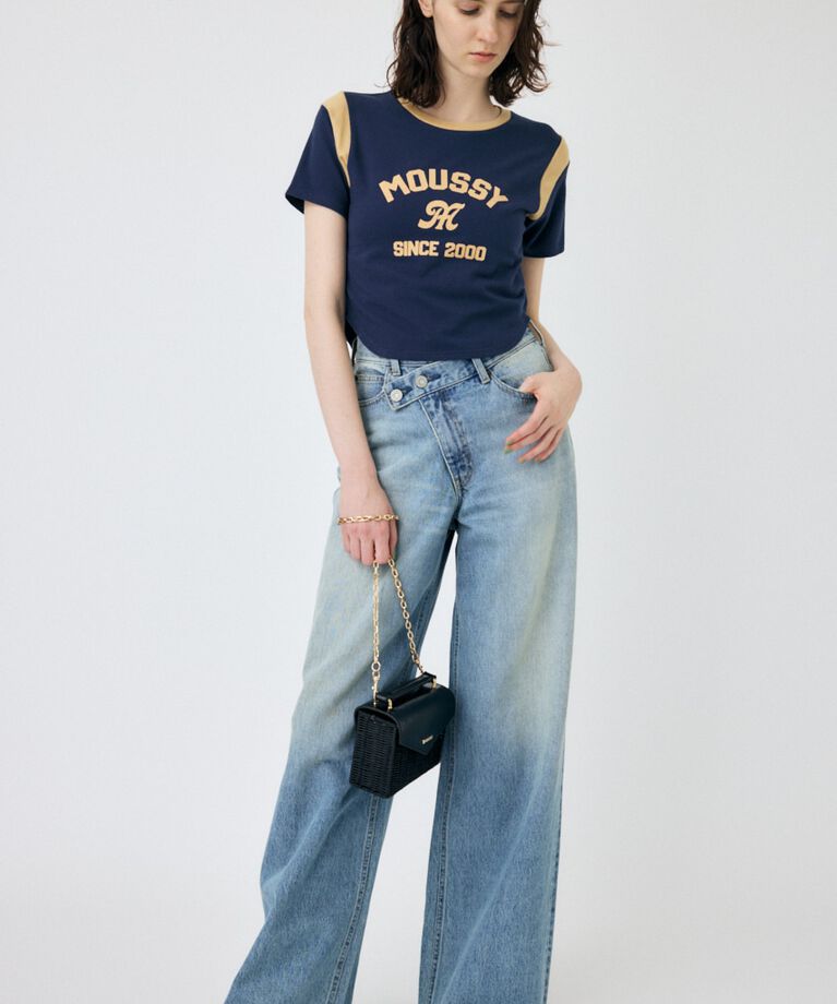 MOUSSY「CROSS WAIST WIDE STRAIGHT」|デニム|