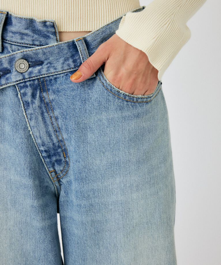 MOUSSY「CROSS WAIST WIDE STRAIGHT」|デニム|