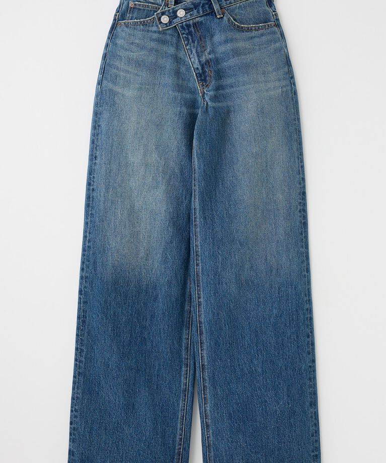 MOUSSY「CROSS WAIST WIDE STRAIGHT」|デニム|