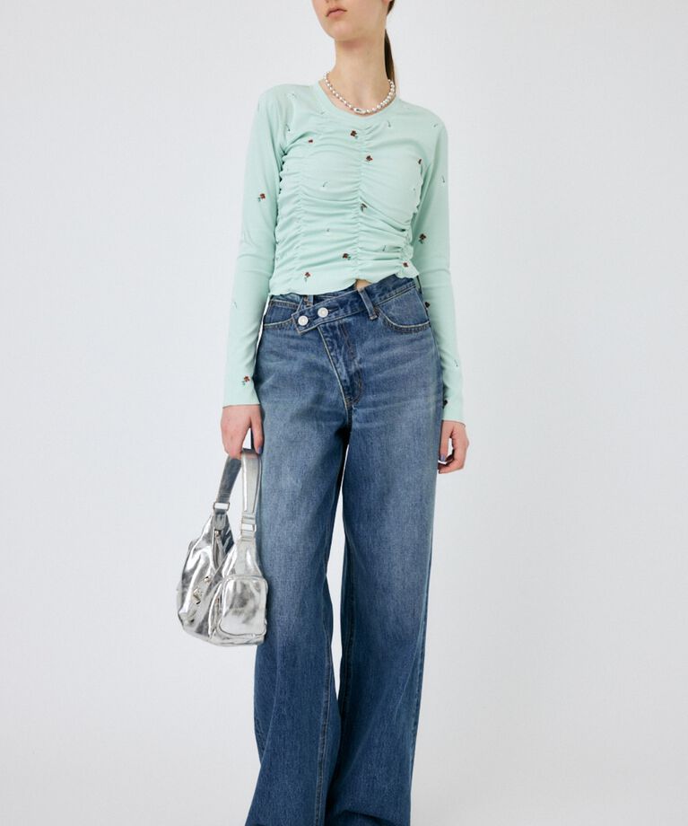 MOUSSY「CROSS WAIST WIDE STRAIGHT」|デニム|