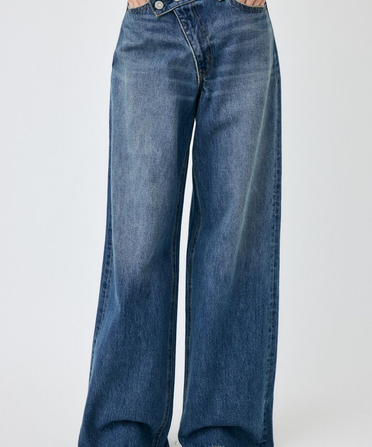 MOUSSY「CROSS WAIST WIDE STRAIGHT」|デニム|