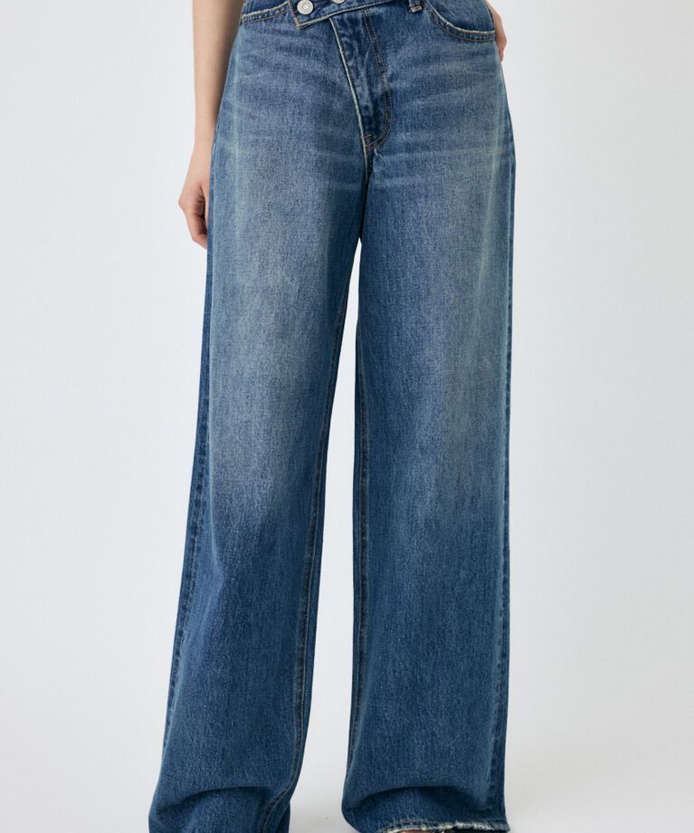MOUSSY「CROSS WAIST WIDE STRAIGHT」|デニム|