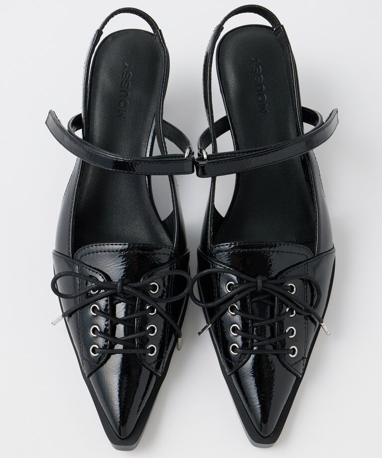 MOUSSY「LACE UP SLING BACK ミュール」|サンダル|BLK