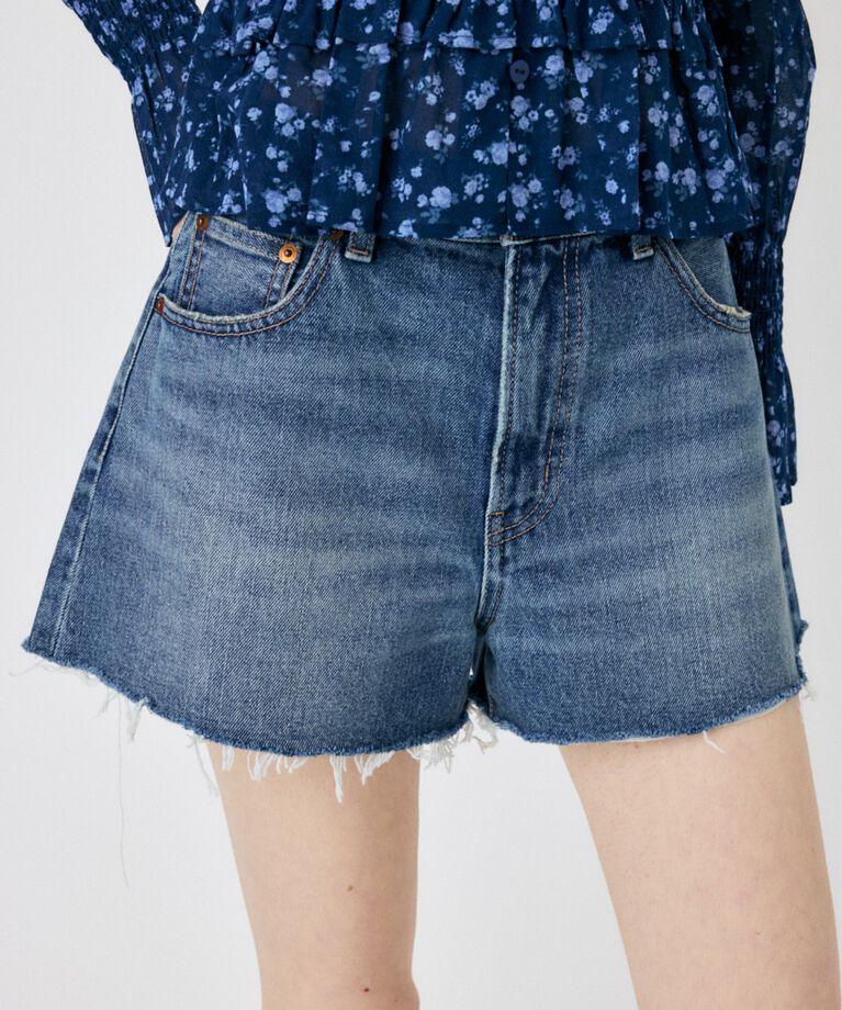MOUSSY「CUT OFF DAMAGE ショートパンツ」|デニム|
