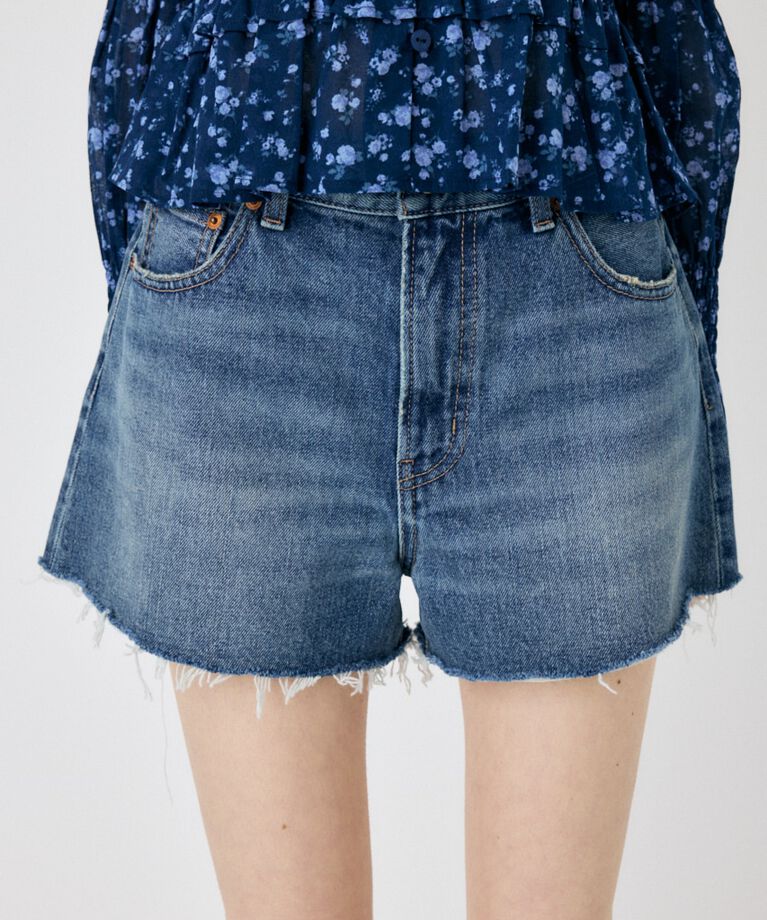 MOUSSY「CUT OFF DAMAGE ショートパンツ」|デニム|