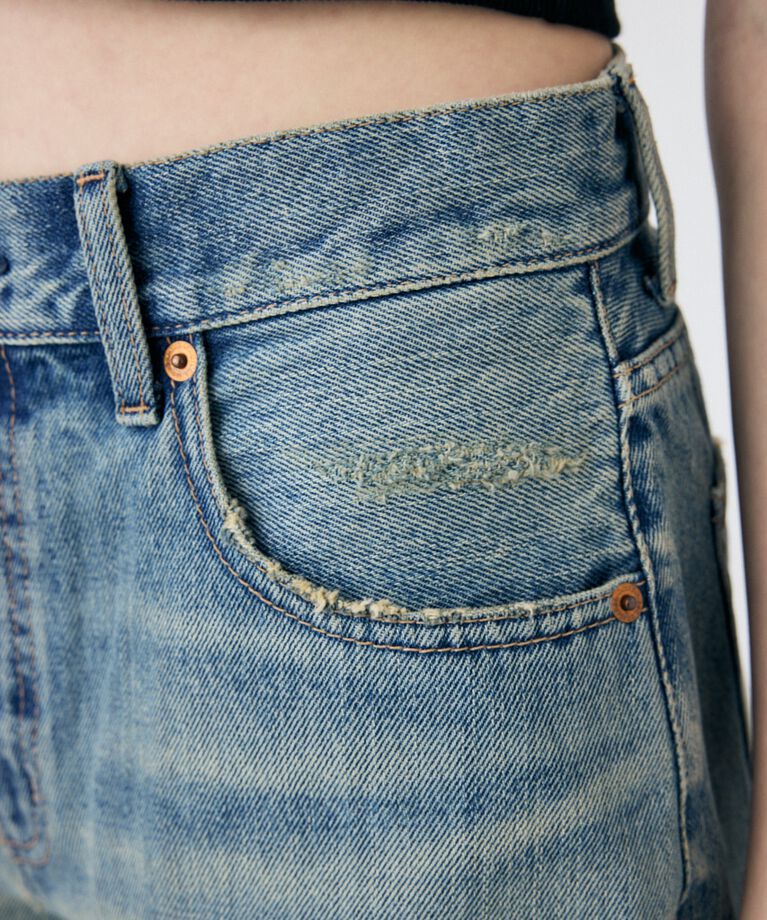 MOUSSY「CUT OFF DAMAGE ショートパンツ」|デニム|