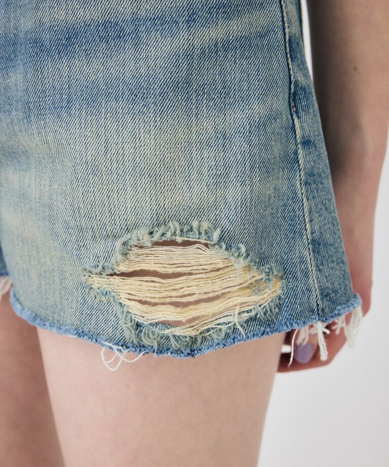 MOUSSY「CUT OFF DAMAGE ショートパンツ」|デニム|