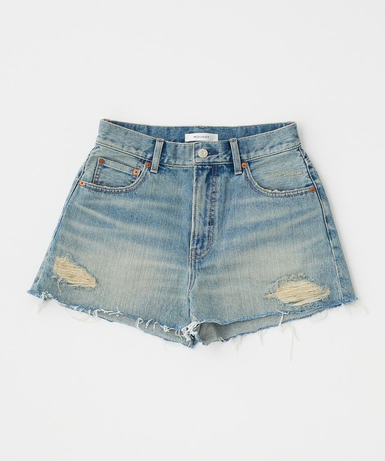 MOUSSY「CUT OFF DAMAGE ショートパンツ」|デニム|