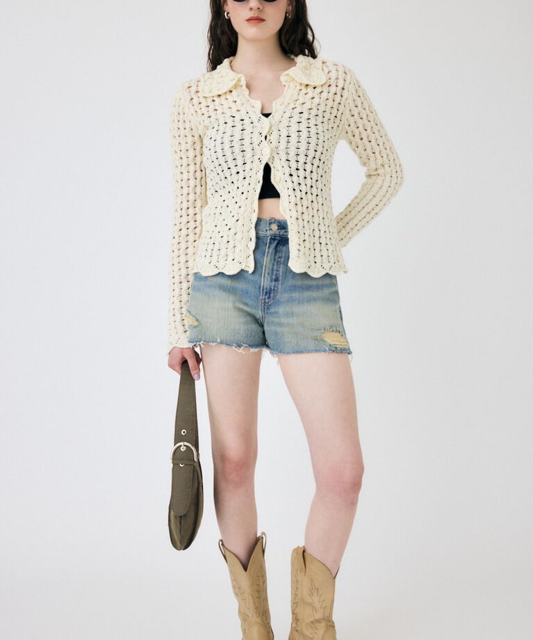 MOUSSY「CUT OFF DAMAGE ショートパンツ」|デニム|