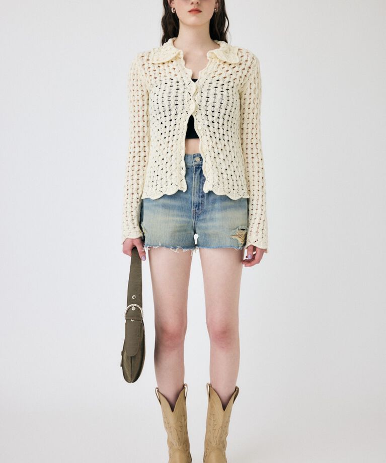 MOUSSY「CUT OFF DAMAGE ショートパンツ」|デニム|