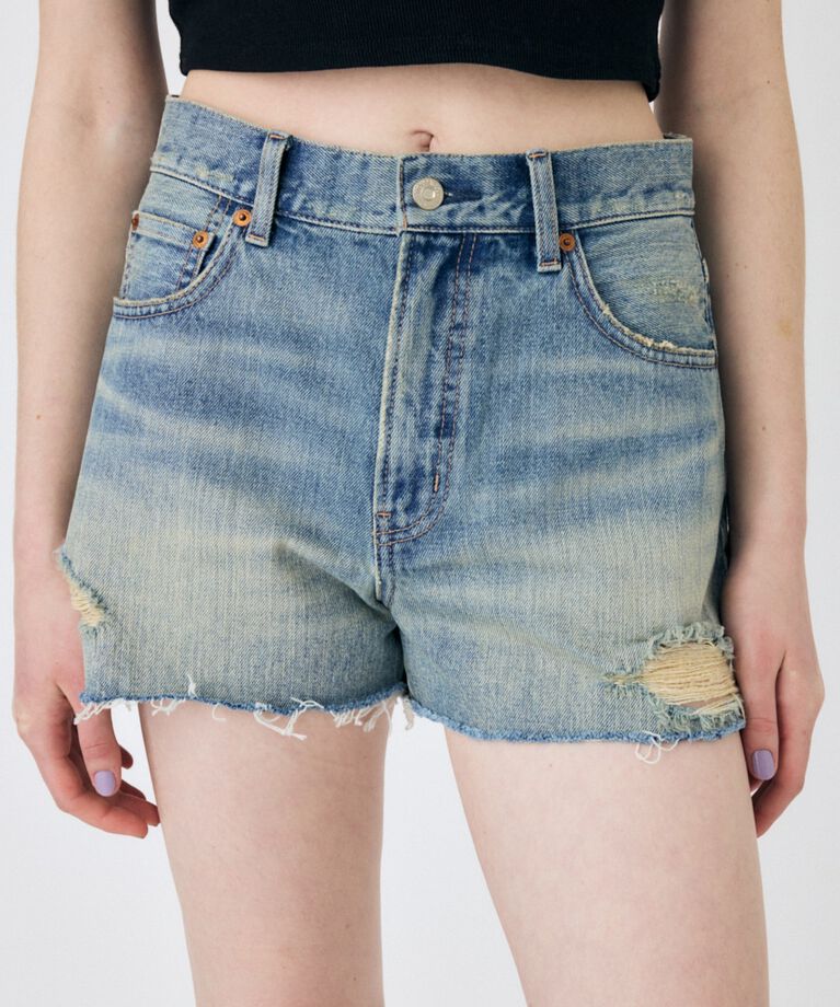 MOUSSY「CUT OFF DAMAGE ショートパンツ」|デニム|