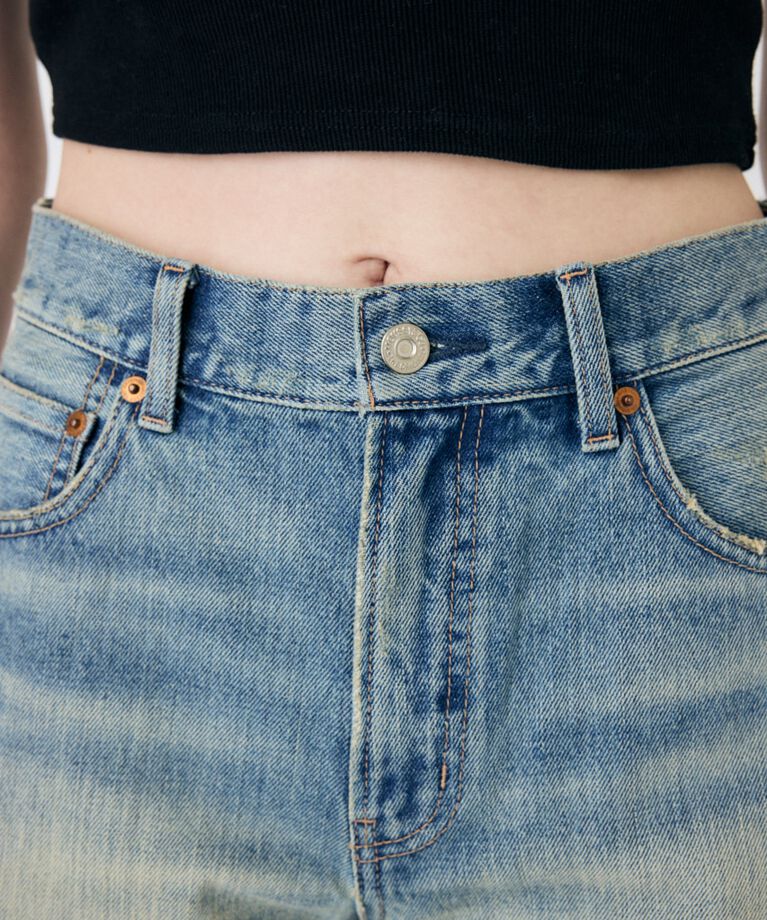MOUSSY「CUT OFF DAMAGE ショートパンツ」|デニム|