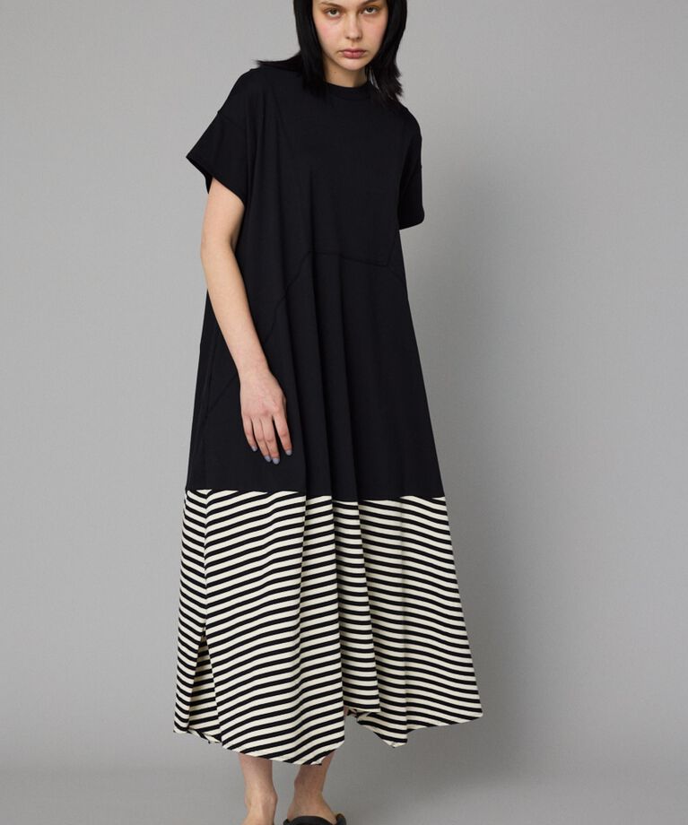 HeRIN.CYE「Border hem one piece」|ワンピース|BLK