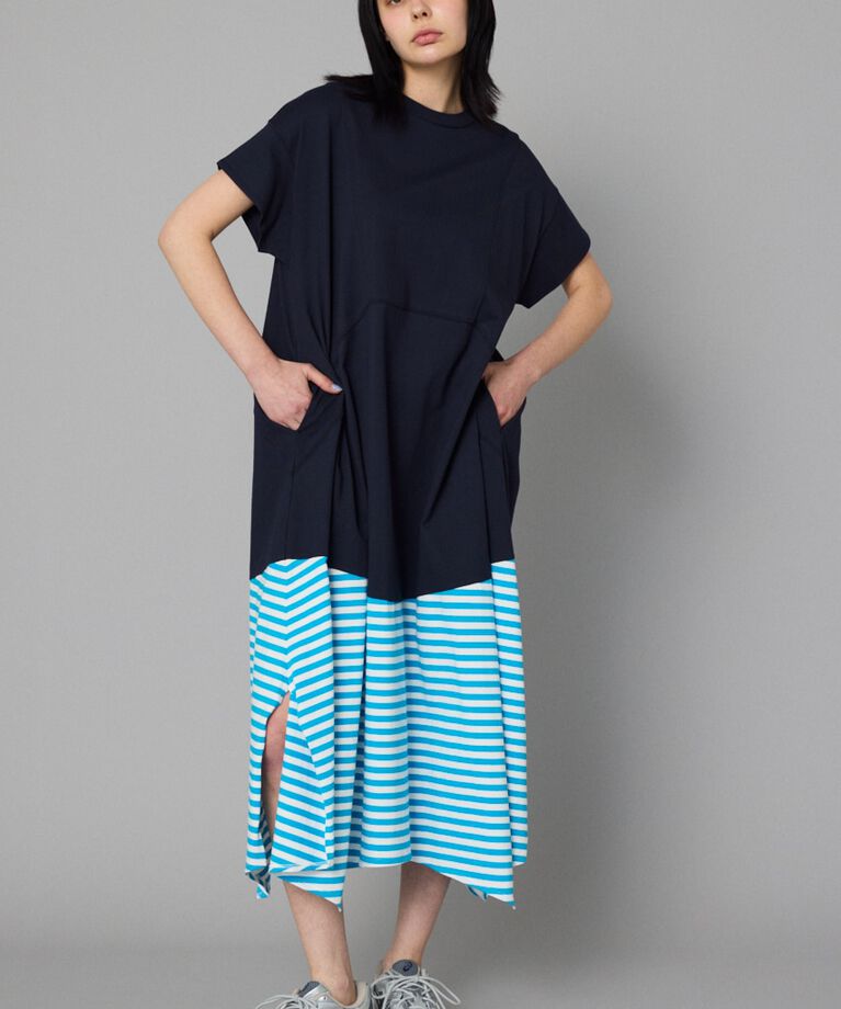 HeRIN.CYE「Border hem one piece」|ワンピース|NVY