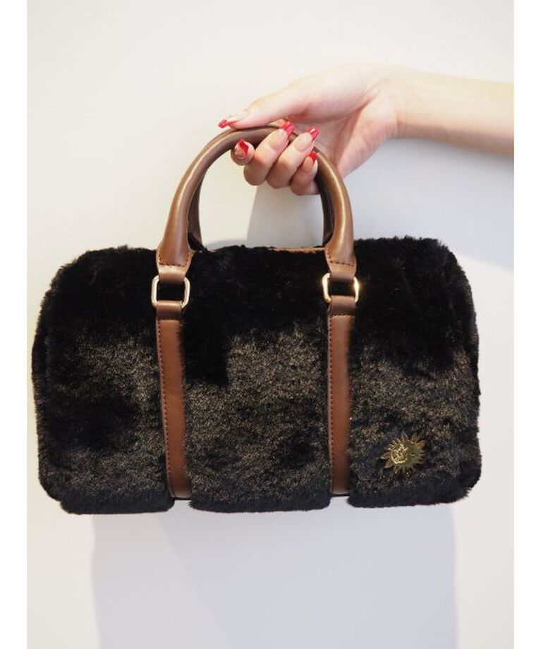 EVRIS「フェイクファーボストンBAG」|ボストンバッグ|ブラック
