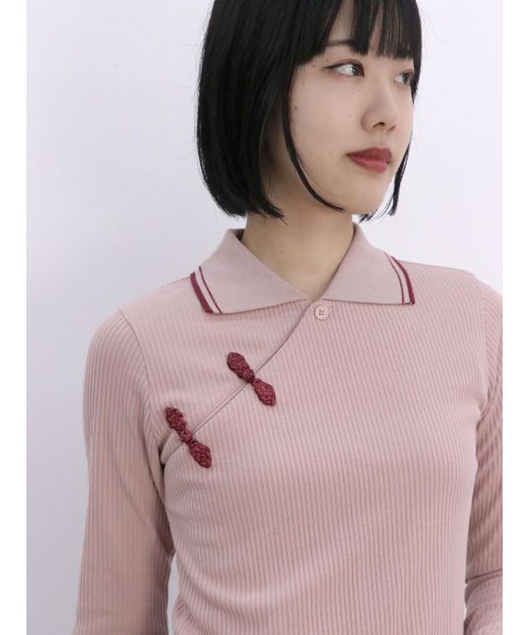jouetie「ロングスリーブチャイナポロ」|Tシャツ・カットソー|ピンク