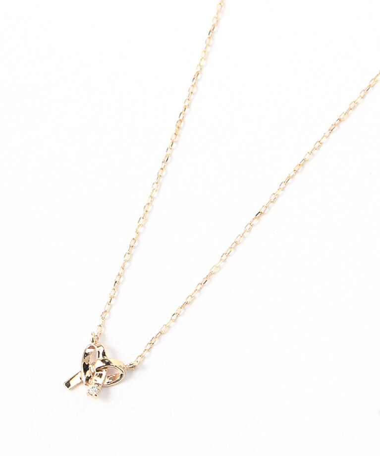 JUPITER「【K10】リボンモチーフダイヤモンドネックレス」|ネックレス|ゴールド