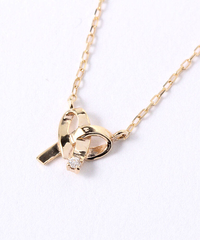 JUPITER「【K10】リボンモチーフダイヤモンドネックレス」|ネックレス|
