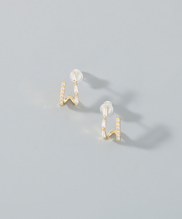 Phoebe「ダブルデコレイトビジューピアス」|ピアス|ゴールド