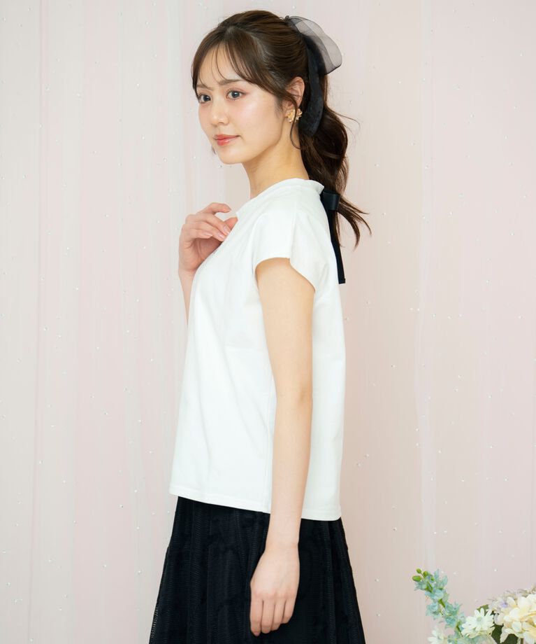 WILLSELECTION「バックリボンフレンチスリーブロゴTシャツ」|Tシャツ・カットソー|